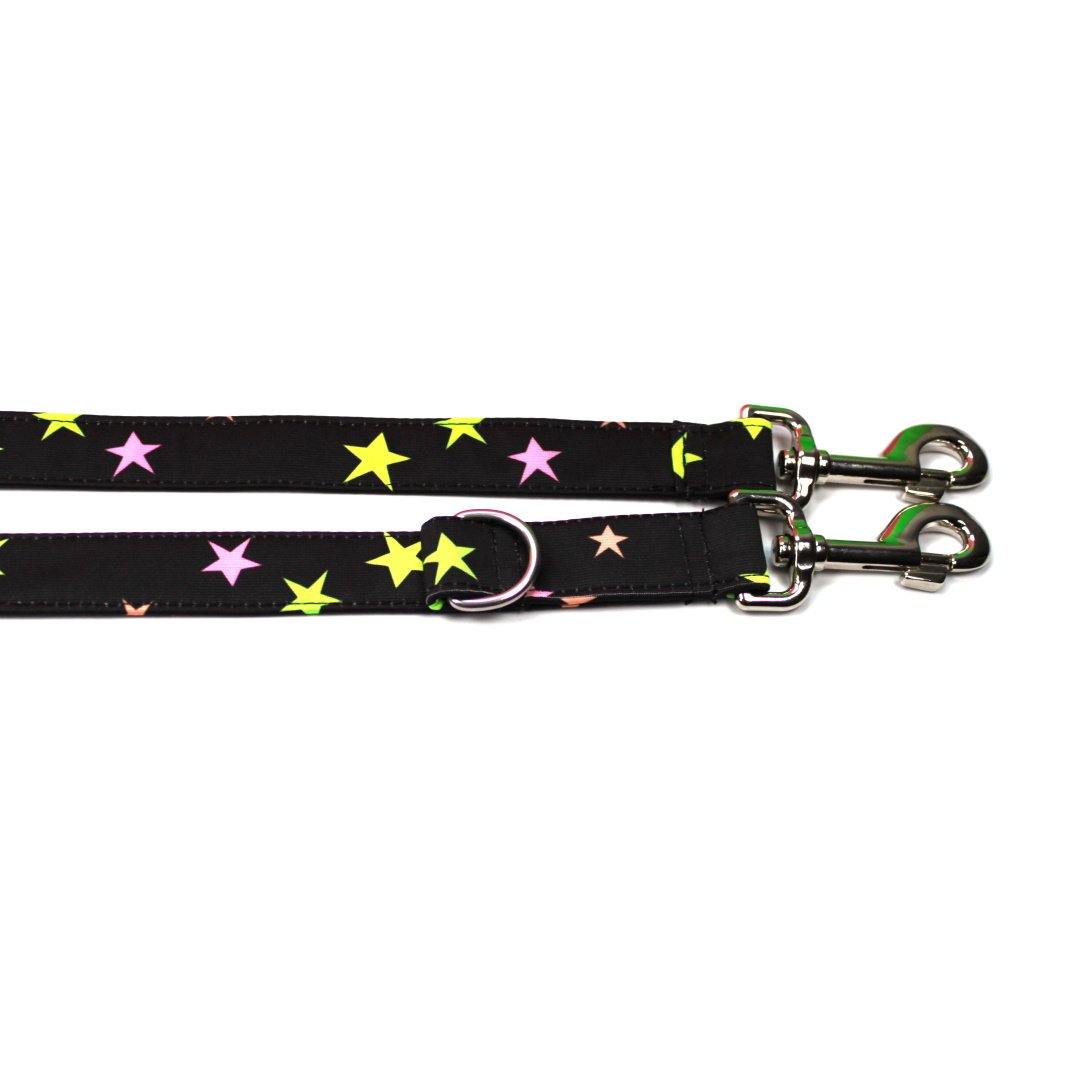 Sterne - schwarz - Neon - Hundeleine