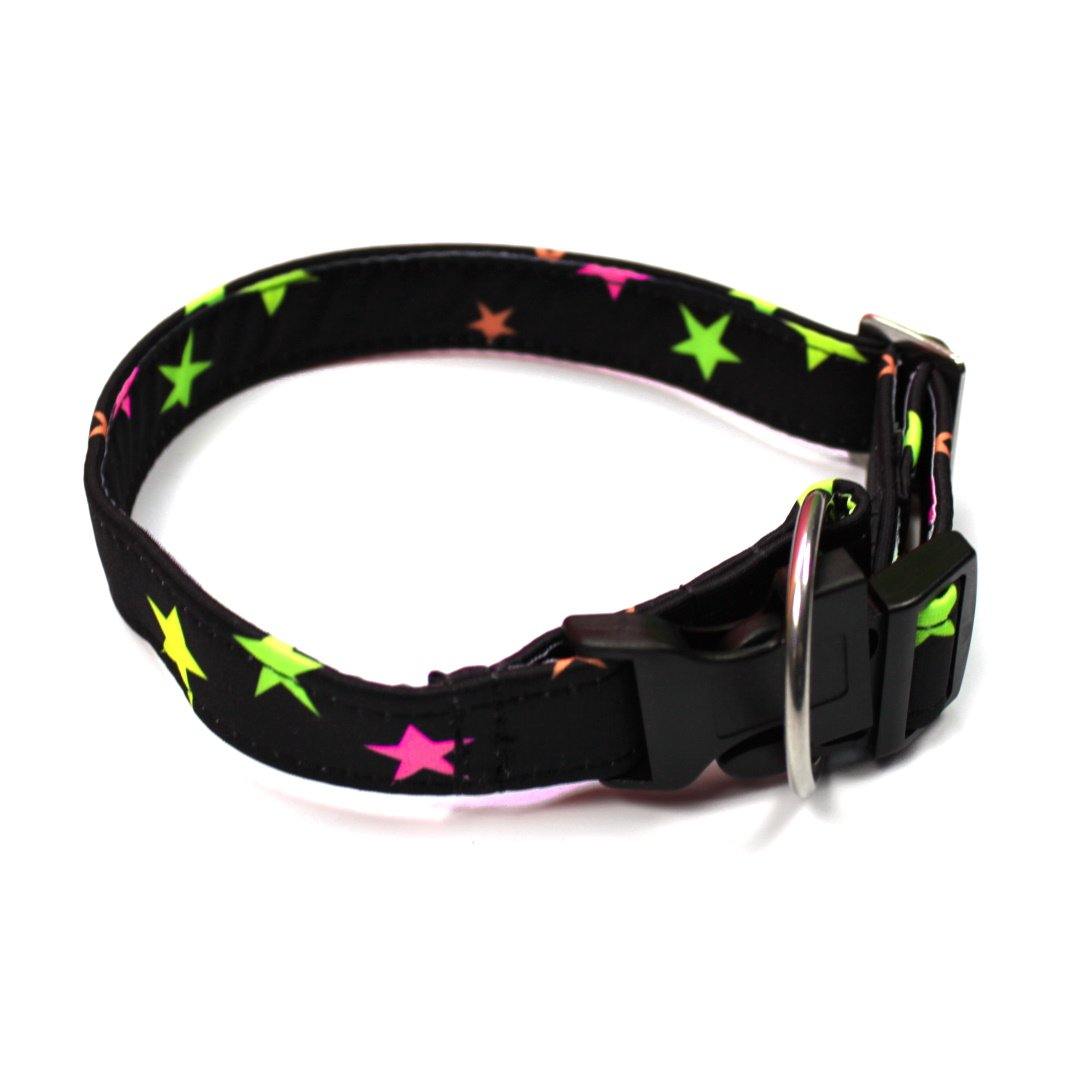 Sterne - schwarz - Neon - Hundehalsband