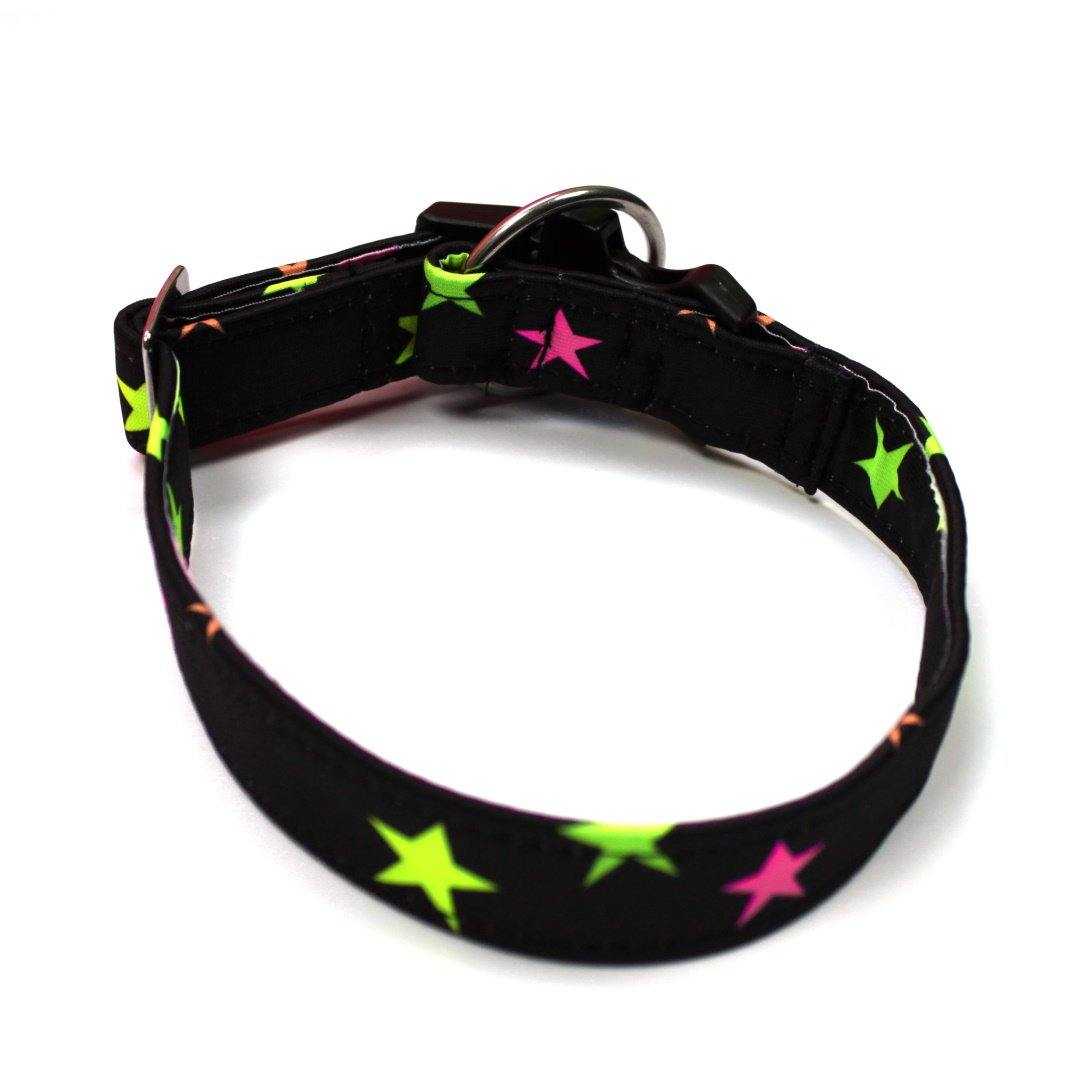 Sterne - schwarz - Neon - Hundehalsband