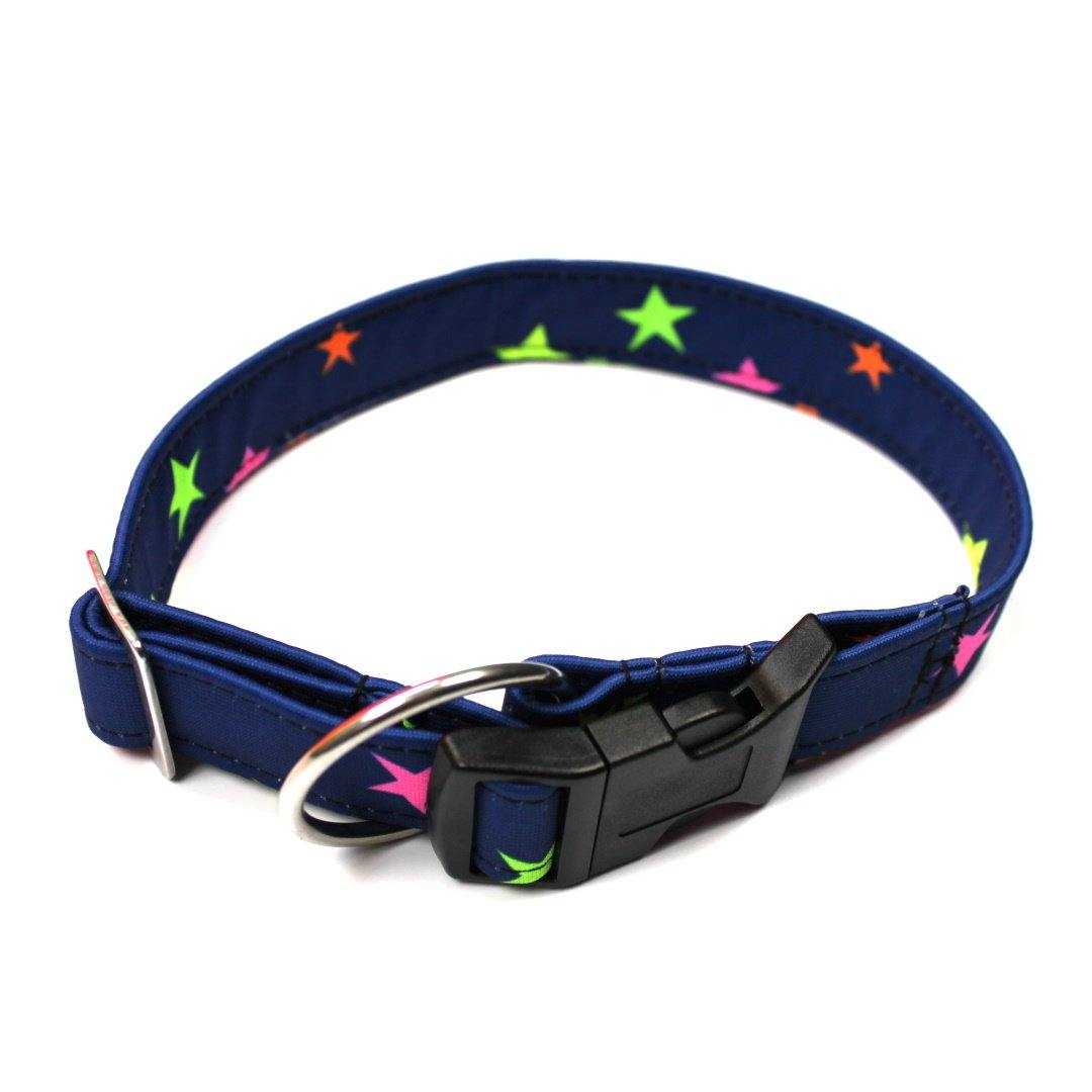 Sterne - Navy - Neon - Hundehalsband