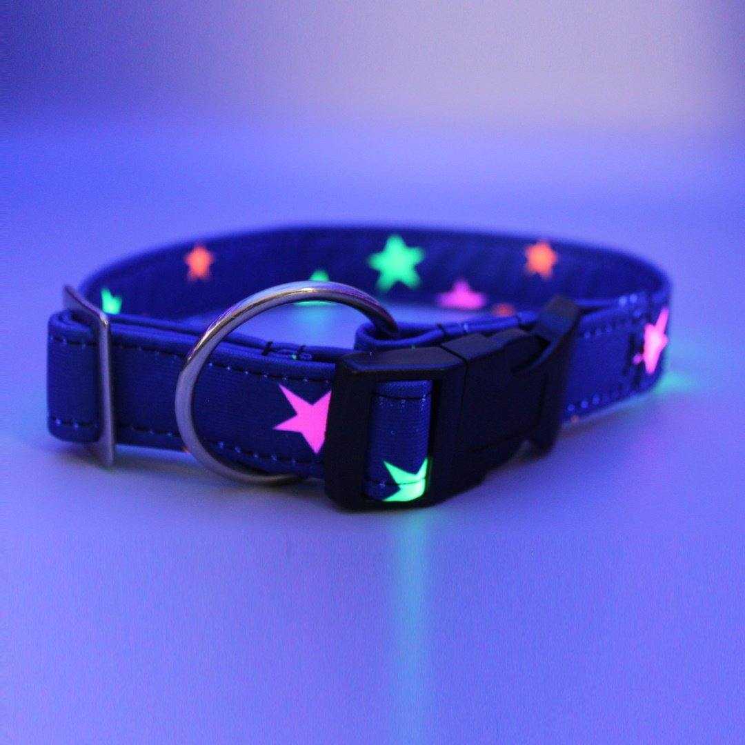 Sterne - Navy - Neon - Hundehalsband
