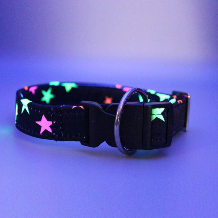 Sterne - schwarz - Neon - Hundehalsband