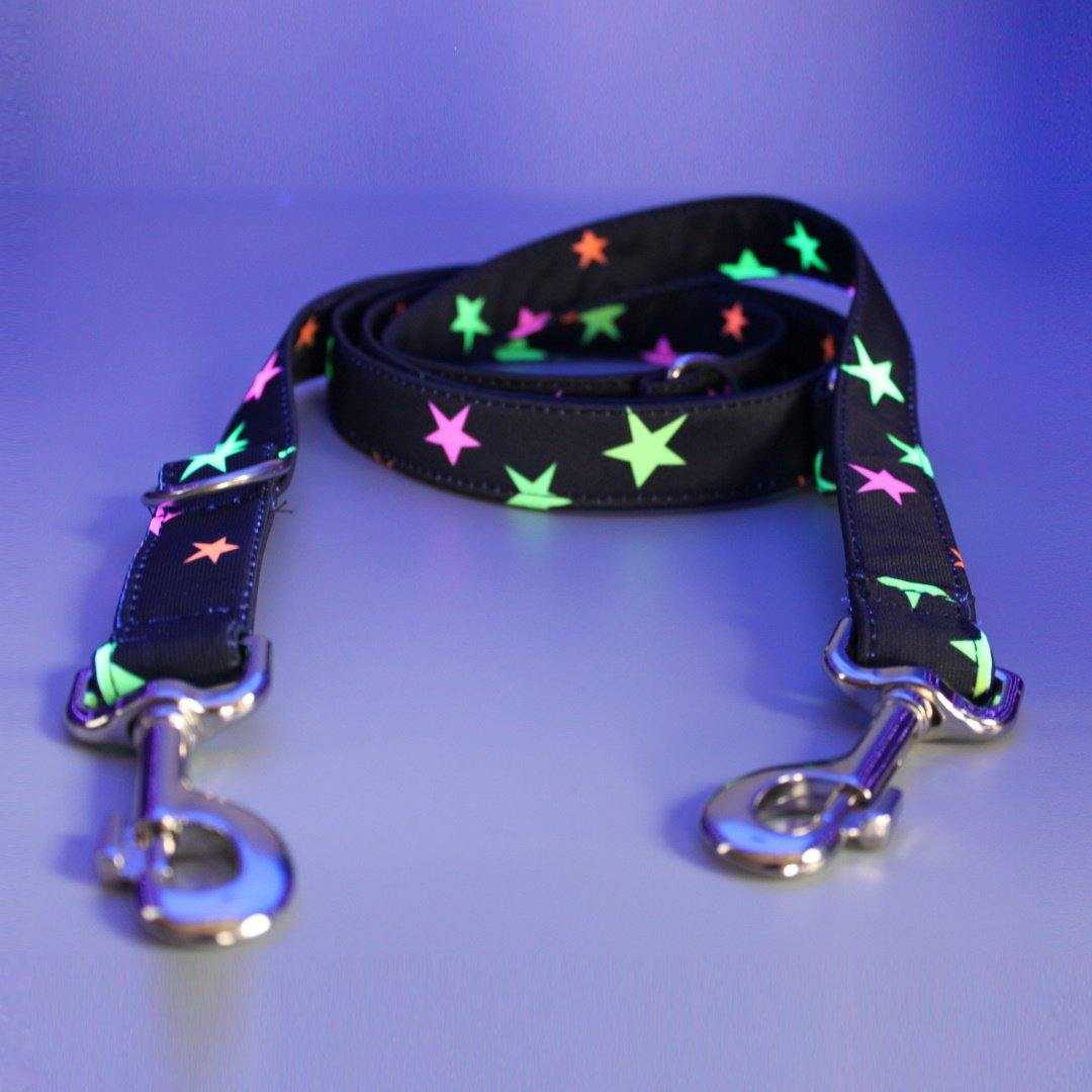 Sterne - schwarz - Neon - Hundeleine