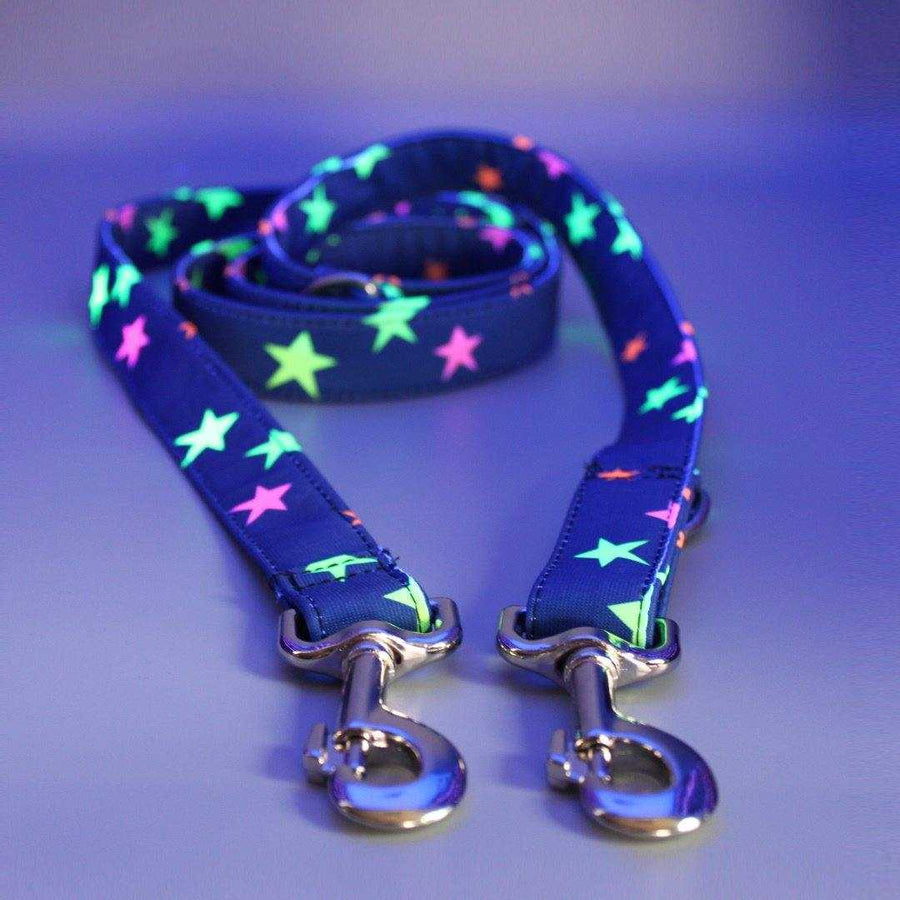 Sterne - navy - Neon - Hundeleine