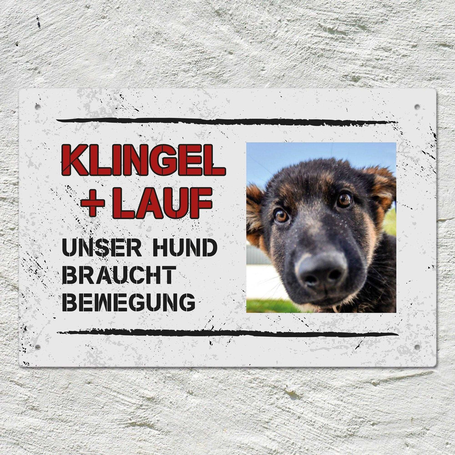 Personalisierbares -Foto- Schild "KLINGEL+LAUF"