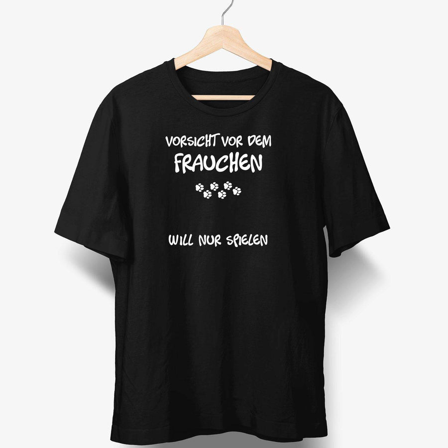 Vorsicht vor dem Frauchen - personalisierbares Hunde T-Shirt