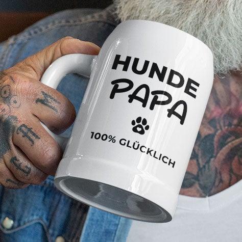 Hunde Papa 100% GLÜCKLICH - Bierkrug 250ml