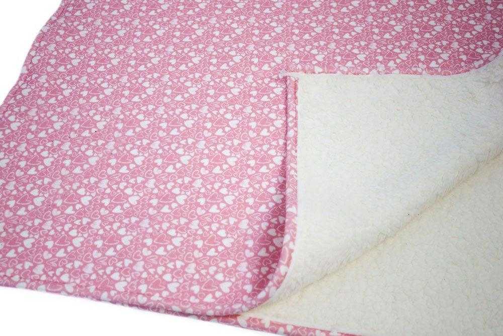 Weiße Herzchen auf rosa Decke - kuschelige Hundedecke