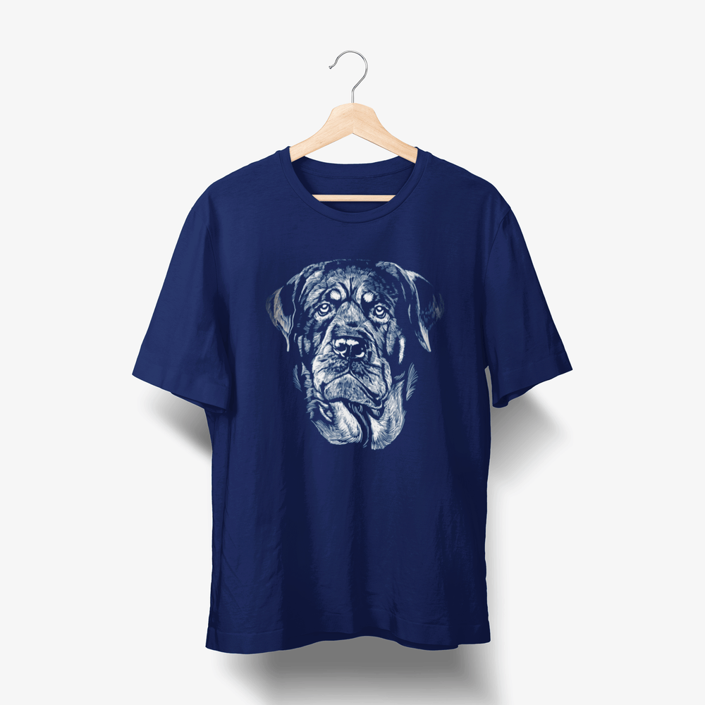 Rottweiler Portrait - Hund Handgezeichnet T-Shirt