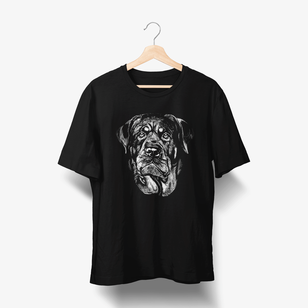 Rottweiler Portrait - Hund Handgezeichnet T-Shirt