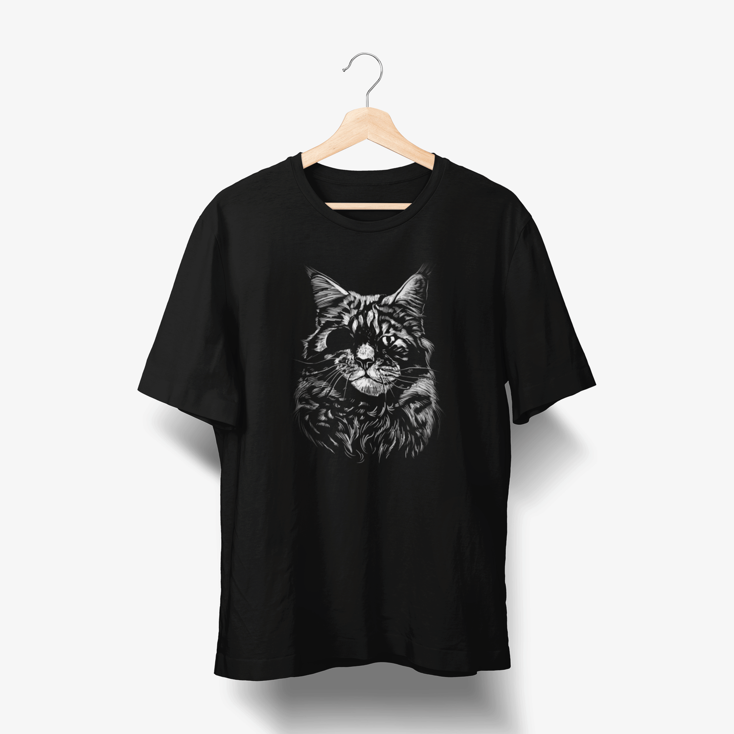 Fiese Katze mit Augenklappe - Handgezeichnet T-Shirt