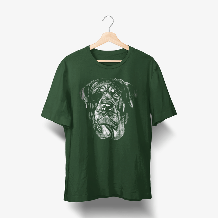 Rottweiler mit Augenklappe - Hund Handgezeichnet T-Shirt