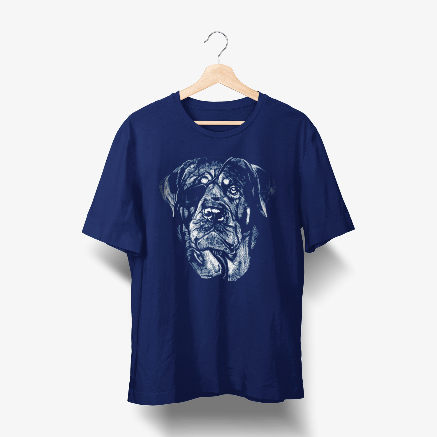 Rottweiler mit Augenklappe - Hund Handgezeichnet T-Shirt